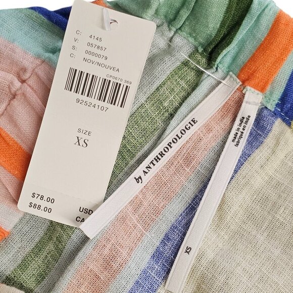 Anthropologie Linen Blend Striped Maxi Cover Up Skirt Size XS Side Slit Long NWT - Picture 6 of 7
